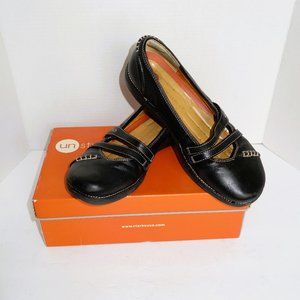 Clarks Leather Unstructured Black Double Strap Shoes Size 8.5